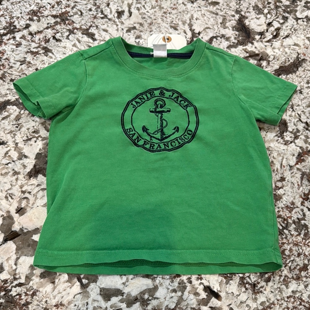 Janie and Jack Green Short Sleeve Tee with Nautical Anchor